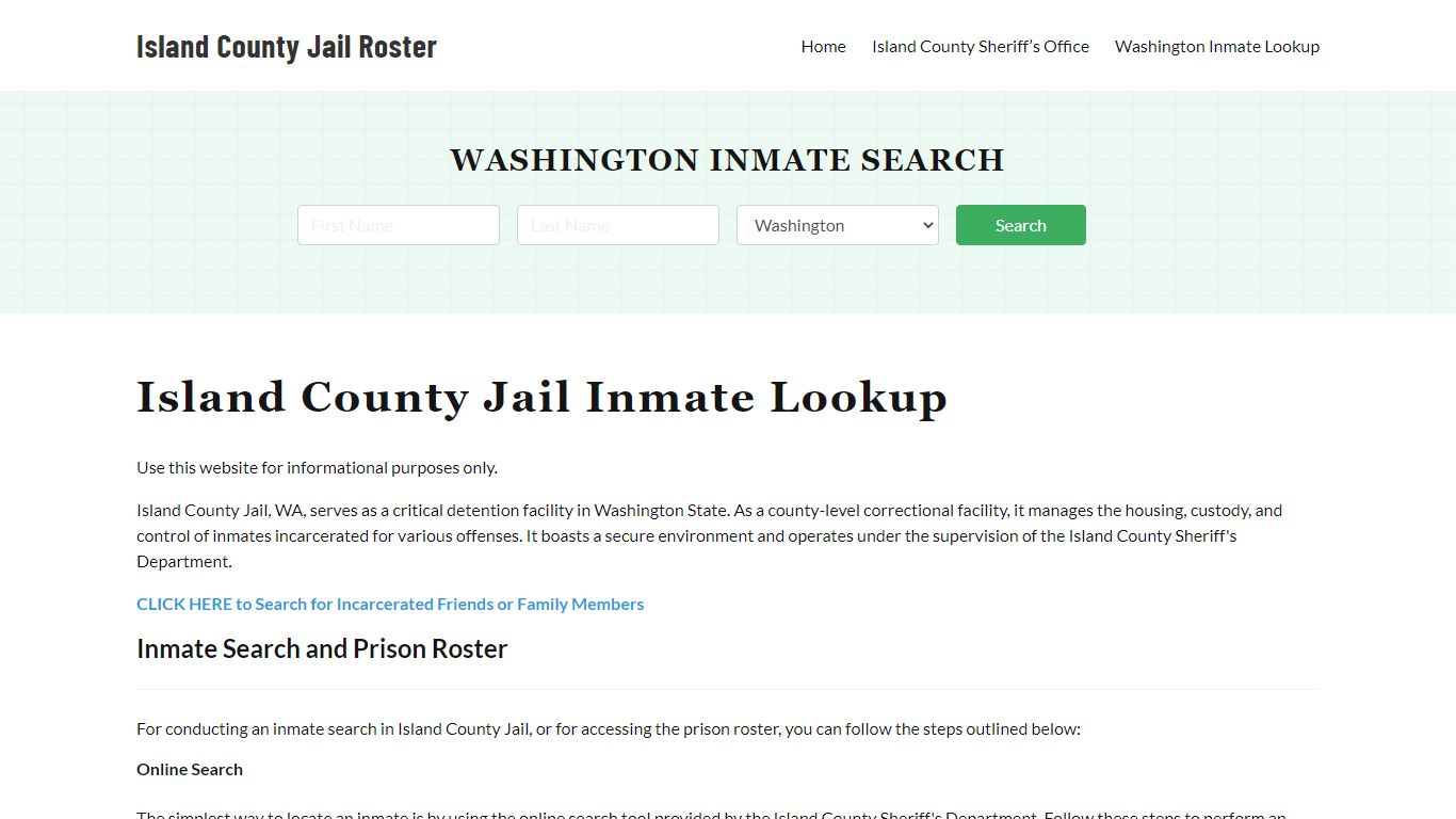 Island County Jail Roster Lookup, WA, Inmate Search